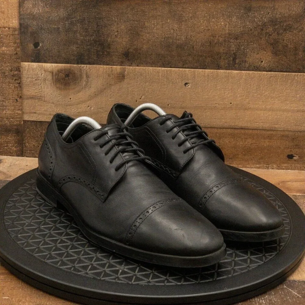 COLE HAAN GRAND OS MENS DRESS SHOES BLACK LEATHER CAP TOE OXFORDS SIZE 11M